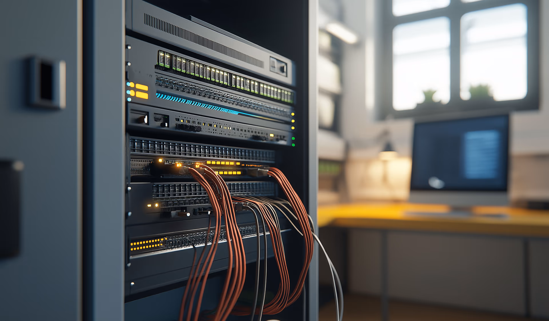 Büronetzwerk mit strukturierter Netzwerkverkabelung