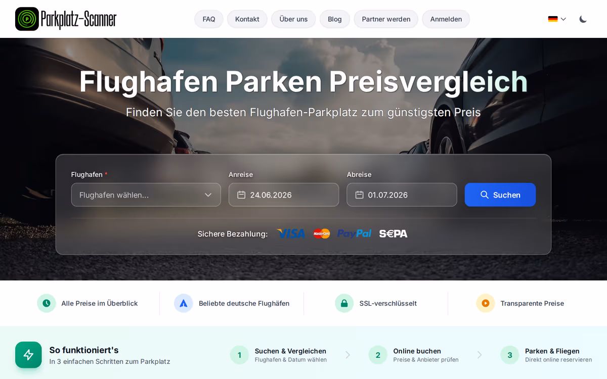Parkplatz-Scanner - Preisvergleich fürs Flughafenparken
