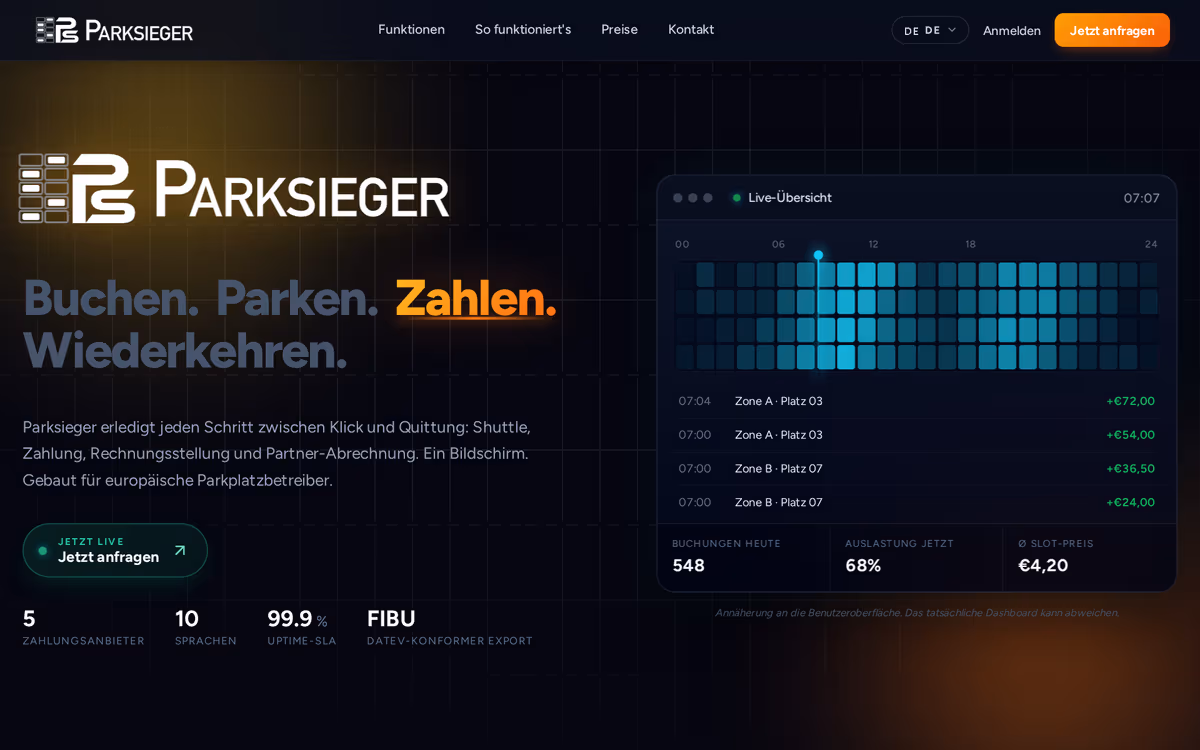 Parksieger - Plattform für Flughafen-Parkplatzbetreiber