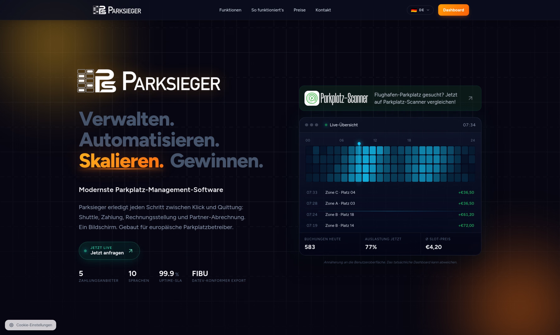Parksieger - Plattform für Flughafen-Parkplatzbetreiber